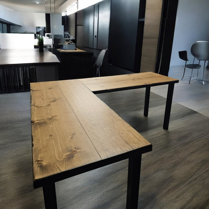 Any Size - Handmade L-Shaped Desk Reclaimed Distressed with 2x2 legs and free shipping