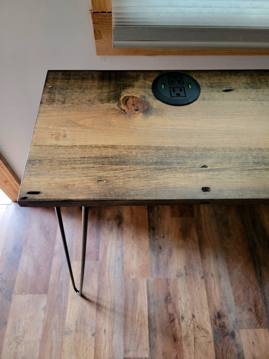 Reclaimed Distressed Simple Sofa or Hallway Table with Hairpin Legs