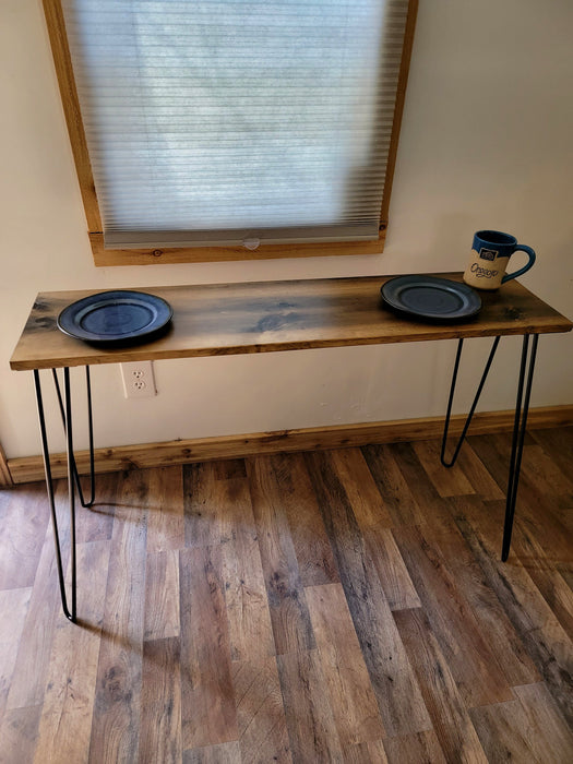 Reclaimed Distressed Simple Dining Table with Hairpin Legs