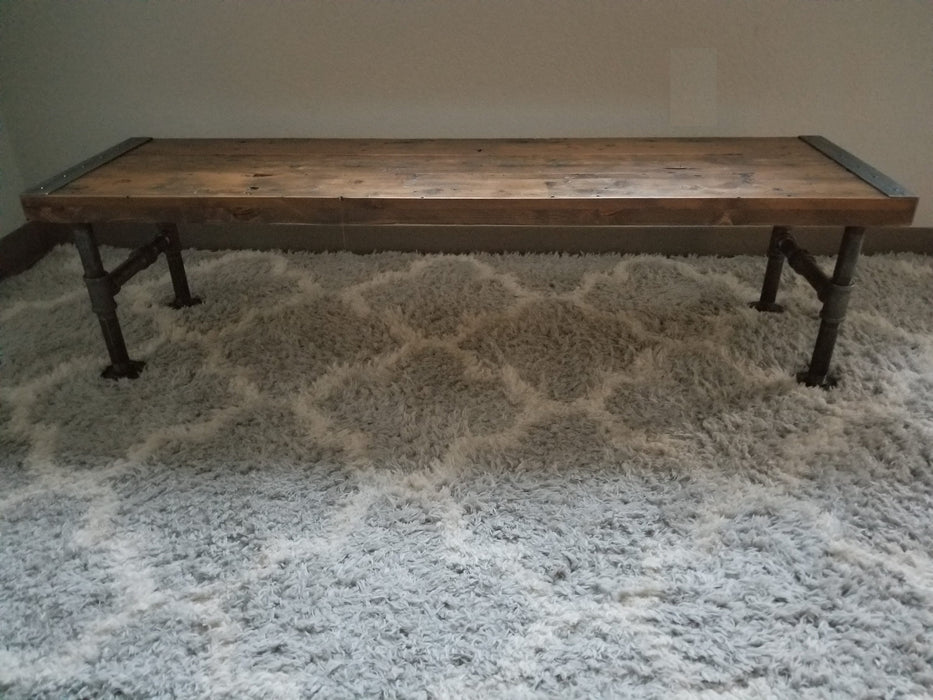 Reclaimed Distressed Custom Industrial DESK, Bench, Sofa Hallway Table with Iron Pipe legs