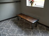 Reclaimed Distressed Custom Industrial Bench, wood, straight steel 2x2 legs, Lots of Character.