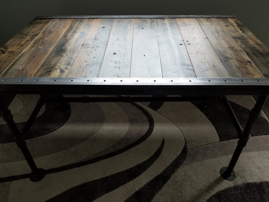 Reclaimed Distressed Dining Table with Pipe legs Pub Height Counter Height