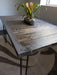 Reclaimed Distressed Custom built Industrial desk with raw steel trim and hairpin legs