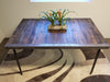 Reclaimed Distressed Custom built Industrial desk with raw steel trim and hairpin legs