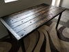 Tortured Reclaimed Distressed Industrial Office Desk with straight steel 2x2 legs