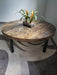 Reclaimed Distressed Round Dining Table with 2x2 legs