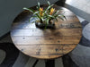 Reclaimed Distressed Round Dining Table. Heavy Duty Iron Pipe legs. Choose size and height.