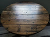 Reclaimed Distressed Round Coffee Table. Heavy Duty Iron Pipe legs. Choose size and height.