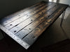 Tortured Reclaimed Distressed Industrial Wood Dining Table with hairpin legs
