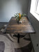 Reclaimed Distressed Restaurant Dining Table with Pedestal Base//Character//Custom built Industrial raw steel
