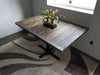 Reclaimed Distressed Restaurant Dining Table with Pedestal Base//Character//Custom built Industrial raw steel