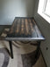 Tortured Reclaimed Distressed Industrial Office Desk with straight steel 2x2 legs