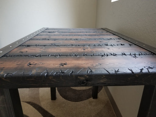 Stitches Reclaimed Distressed Desk with 2x2 Legs, Gothic Furniture Dark