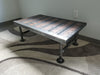 Stitches Reclaimed Distressed Coffee Table with Pipe legs, well built, Quality, Character, Customizable.