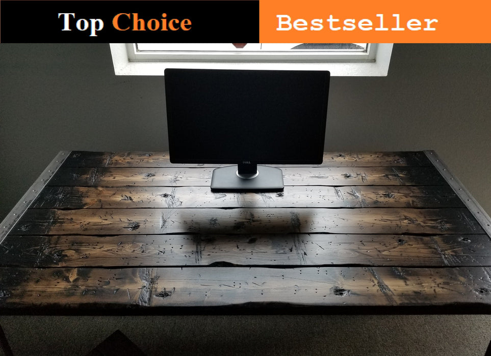 Tortured Reclaimed Distressed Industrial Standing Desk Wood with hairpin legs