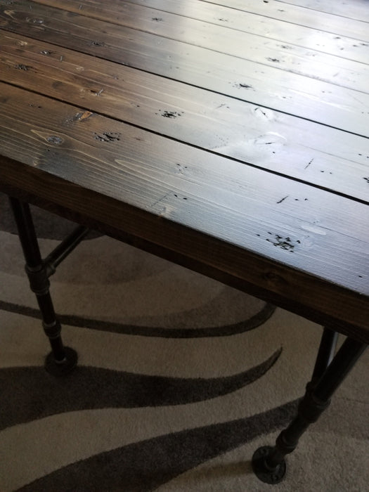 Reclaimed Distressed Wooden Dining Table with Pipe legs Pub Height Counter Height