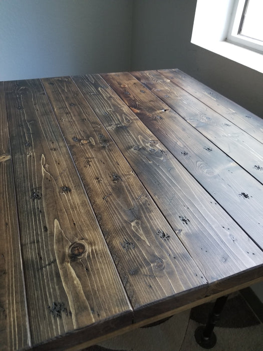 Reclaimed Distressed Wooden Dining Table with Pipe legs Pub Height Counter Height