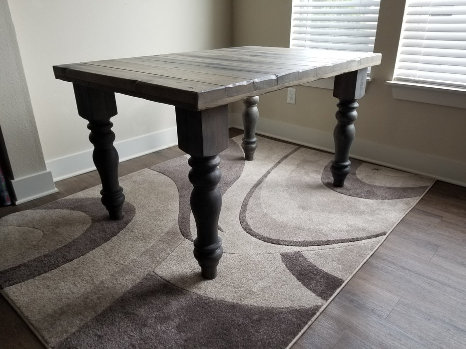 Custom Farmhouse Dining Table Reclaimed Distressed Solid Wood with Chunky Wood Legs