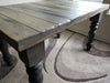 Farmhouse Dining Table Reclaimed Distressed Solid Wood with Chunky Wood Legs and Custom Stain