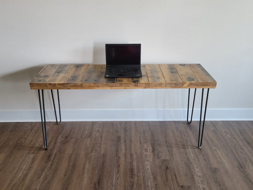 Chunky Wood Desk Reclaimed Distressed Desk with Hairpin legs