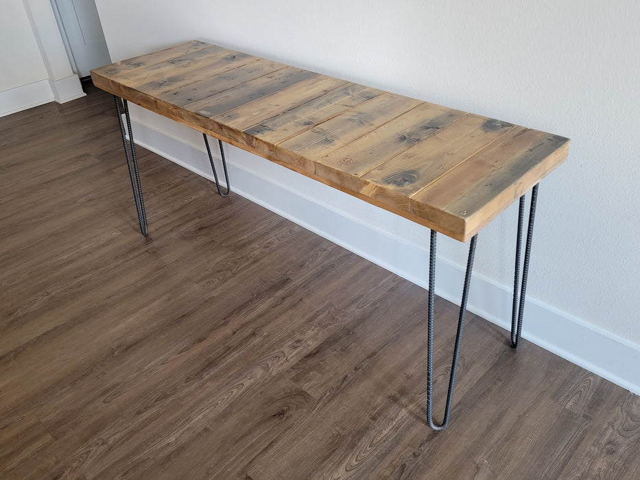 Chunky Wood Desk Reclaimed Distressed Desk with Hairpin legs