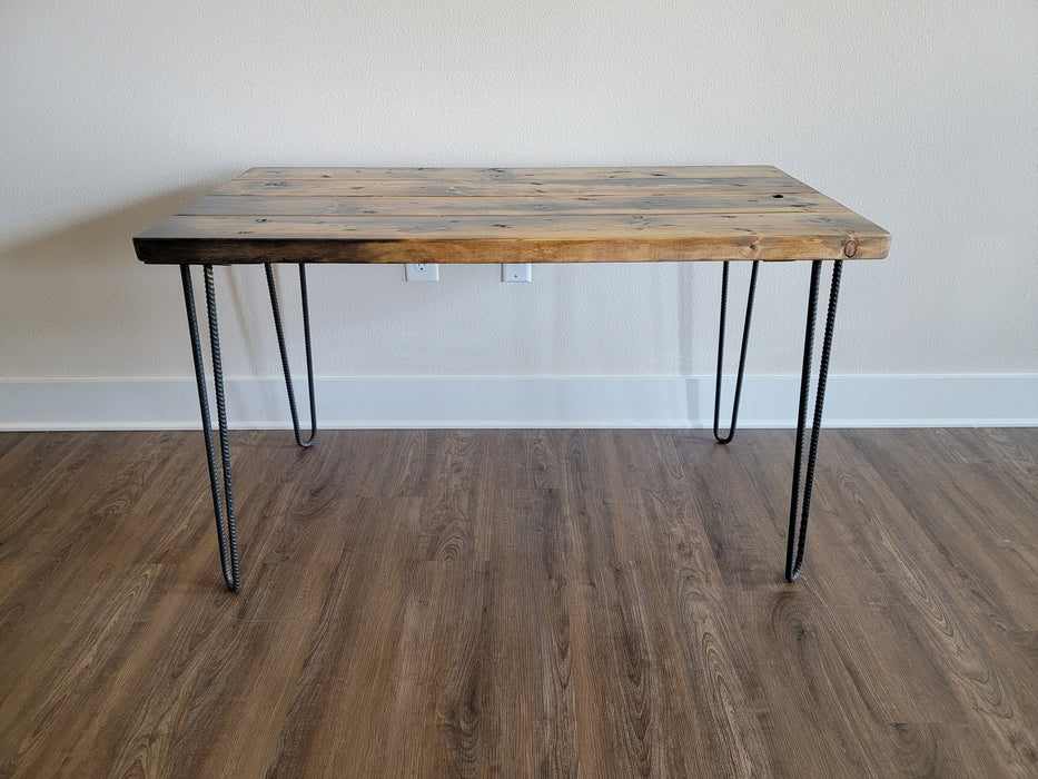 Killer Wood Dining Table Reclaimed Distressed Industrial with hairpin legs