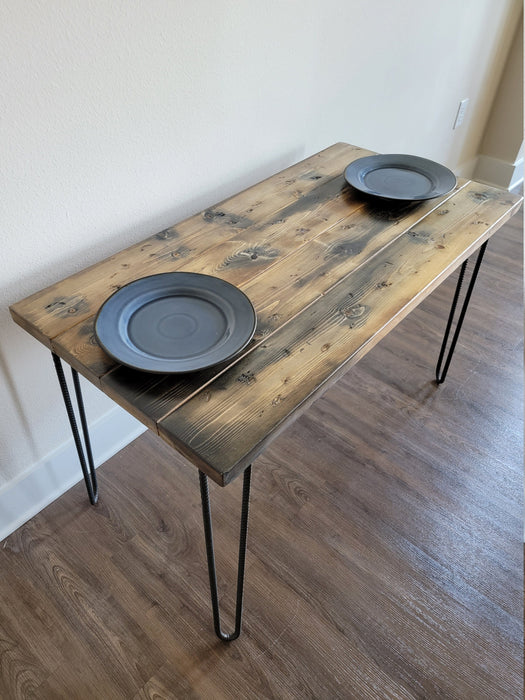 Killer Wood Dining Table Reclaimed Distressed Industrial with hairpin legs