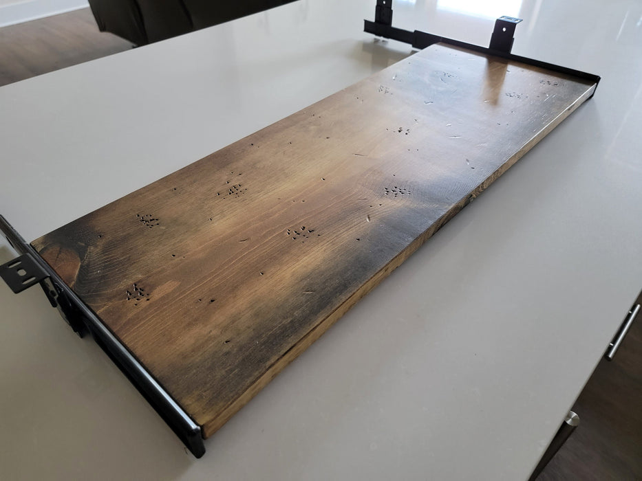Large Keyboard Tray up to 4.25" of Space, made with Reclaimed Distressed Wood