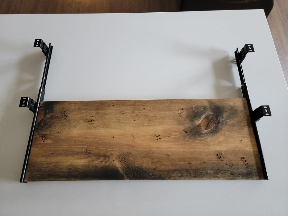 Large Keyboard Tray up to 4.25" of Space, made with Reclaimed Distressed Wood