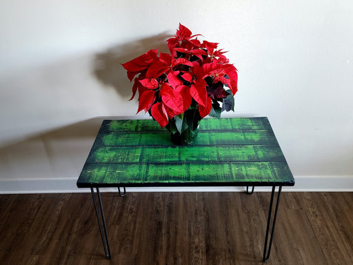 Alien Green Reclaimed Distressed Industrial Wood Desk with hairpin legs