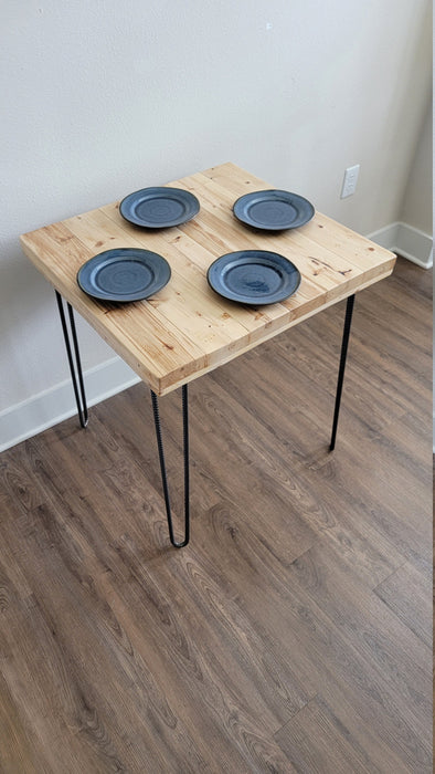 Natural Wood Reclaimed Distressed Dining Table with Hairpin Legs