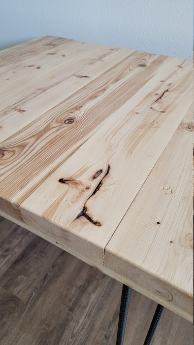 Natural Wood Reclaimed Distressed Dining Table with Hairpin Legs