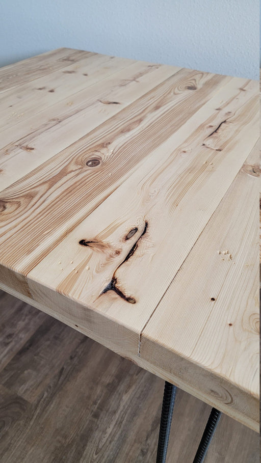 Natural Wood Reclaimed Distressed Dining Table with Hairpin Legs