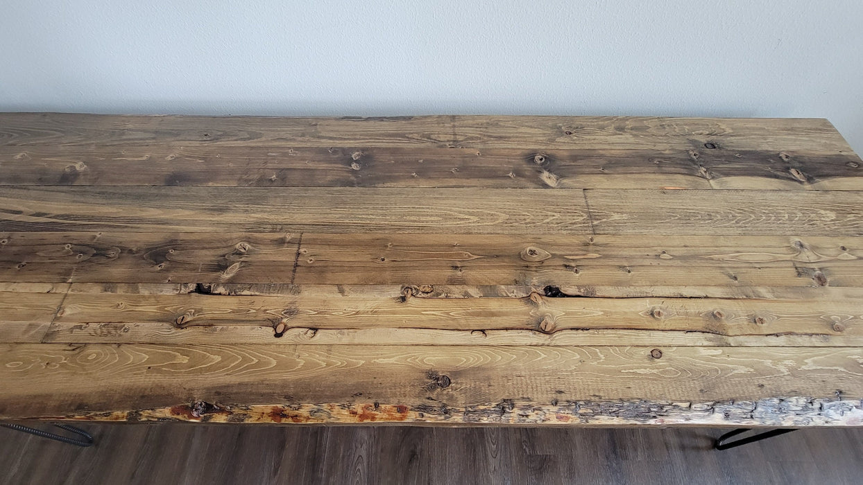 Alive Edge Reclaimed Distressed Desk with Hairpin Legs with Live Edges
