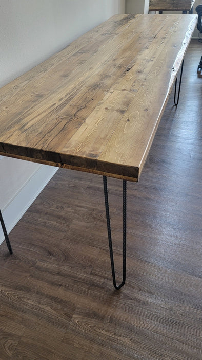 Alive Edge Reclaimed Distressed Desk with Hairpin Legs with Live Edges