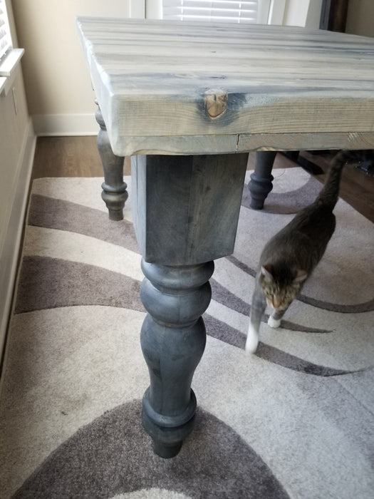 Custom Farmhouse Dining Table Reclaimed Distressed Solid Wood with Chunky Wood Legs