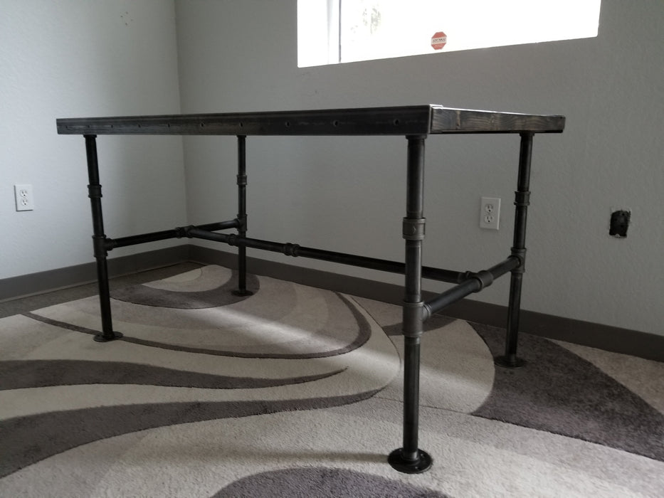 Cyber Sale Reclaimed Distressed Industrial Dining Table with pipe legs