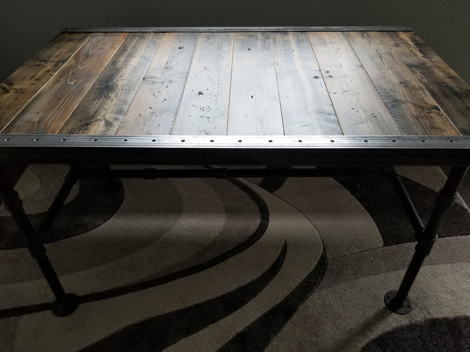 Cyber Sale Reclaimed Distressed Industrial Dining Table with pipe legs