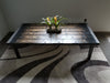 Tortured Reclaimed Distressed Custom Made Industrial Coffee Table, Wood, raw steel trim and straight steel legs