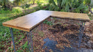 Any Size - 2.25" Custom L-Shaped Desk Reclaimed Distressed with Hairpin legs