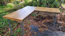 Any Size - 2.25" Custom L-Shaped Desk Reclaimed Distressed with Hairpin legs