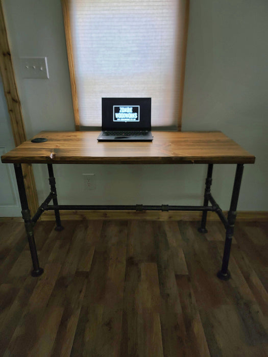 Rustic Industrial Desk with Heavy Duty Pipe Legs