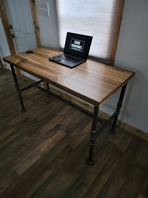 Rustic Industrial Desk with Heavy Duty Pipe Legs