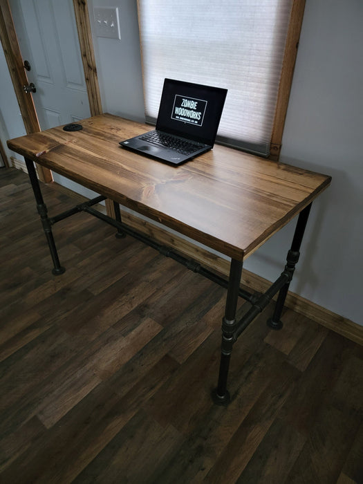 Rustic Industrial Desk with Heavy Duty Pipe Legs