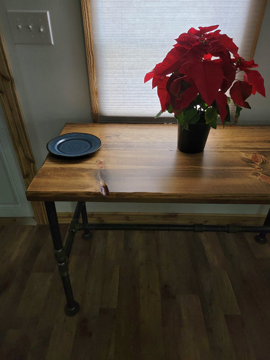 Rustic Industrial Dining Table with Heavy Duty Pipe Legs
