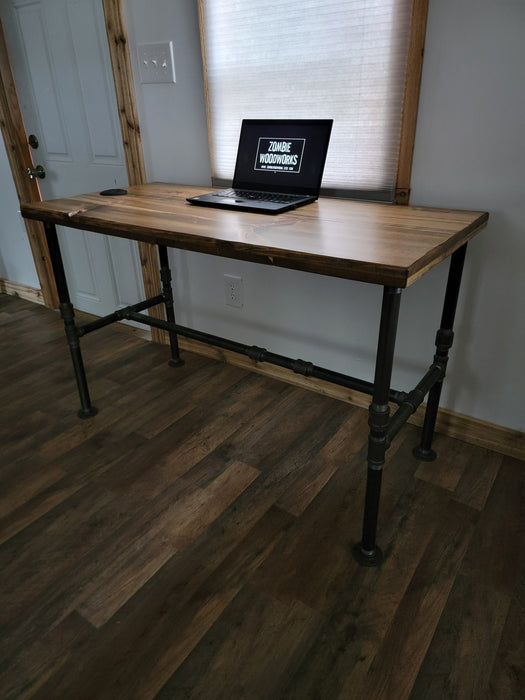 Rustic Industrial Desk with Heavy Duty Pipe Legs