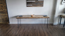 Alive Edge Reclaimed Distressed Dining Table with Hairpin Legs with Live Edges