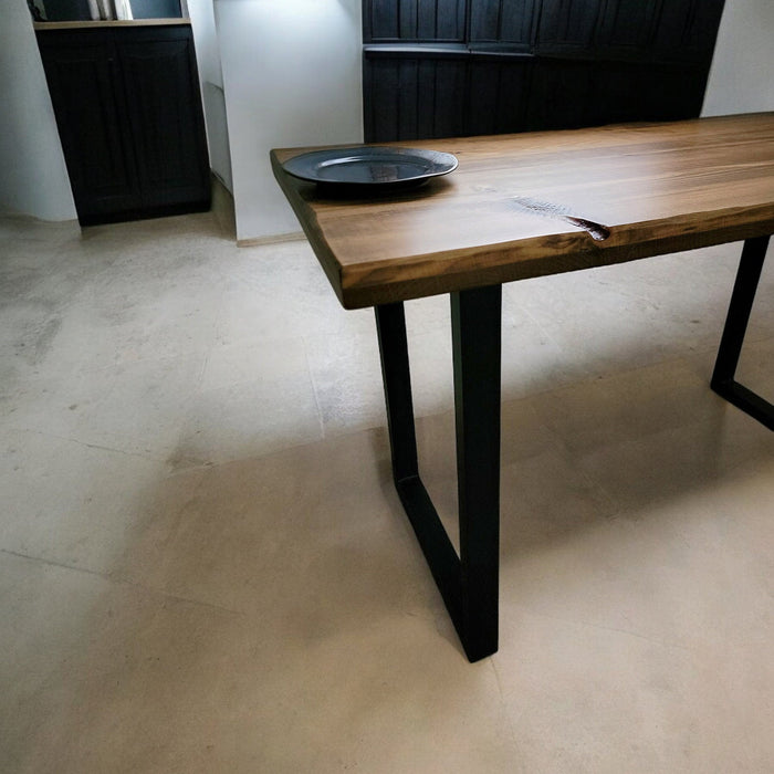 Rustic Industrial Dining Table with U shaped Legs