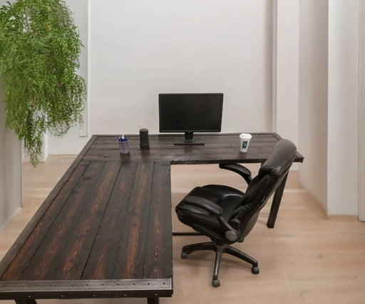 Any Size - Stitches L-Shaped Desk Reclaimed Distressed Industrial Style with 2x2 legs free shipping