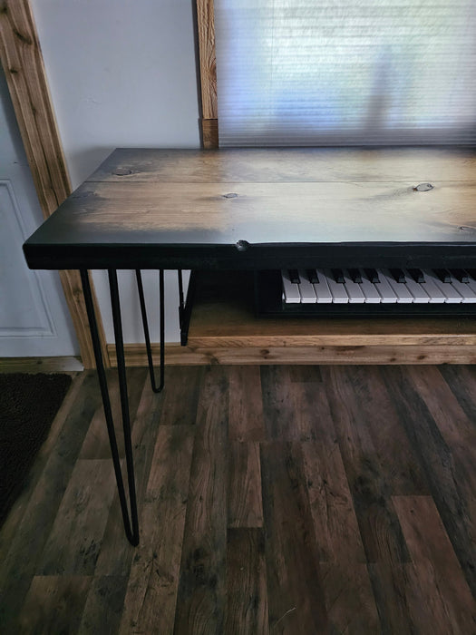 Large Keyboard Tray up to 4.25" of Space, made with Reclaimed Distressed Wood
